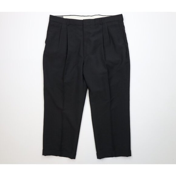 Vintage 90s Streetwear Mens 40x26 Wool Blend Knit Wide Leg Chino Pants Black